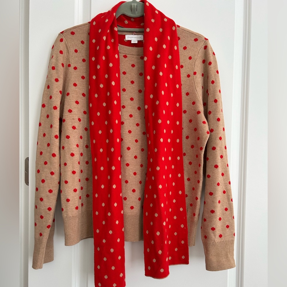 Charter Club Tan Sweater with Scarf